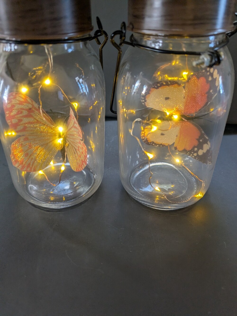 Decorative Butterfly Mason Jar String Lights - Orange Solar